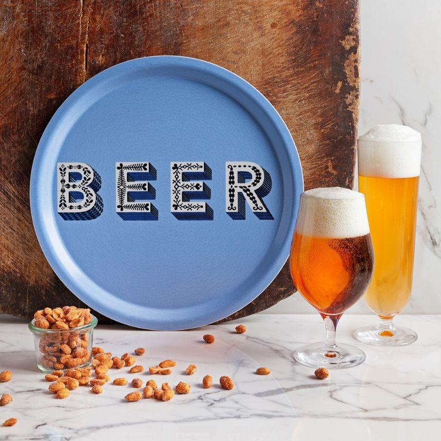 greige Beer Tray - Blue - 31cm