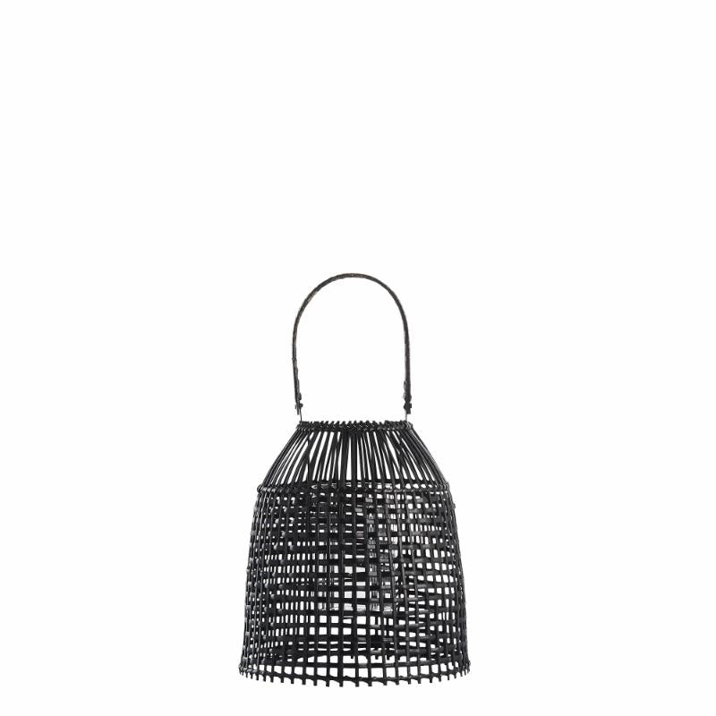 Greige Black Rattan Lantern - Two Sizes