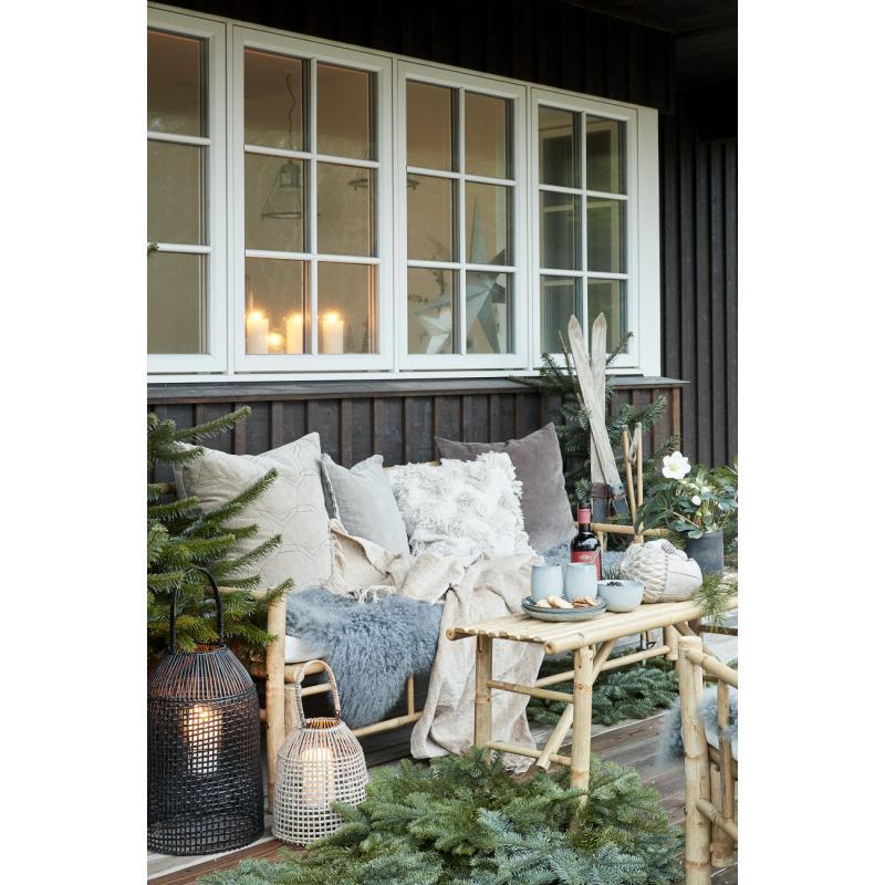 Greige Black Rattan Lantern - Two Sizes