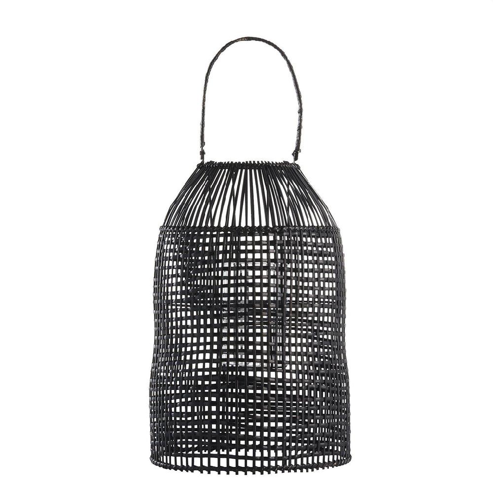 greige Black Rattan Lantern - Two Sizes