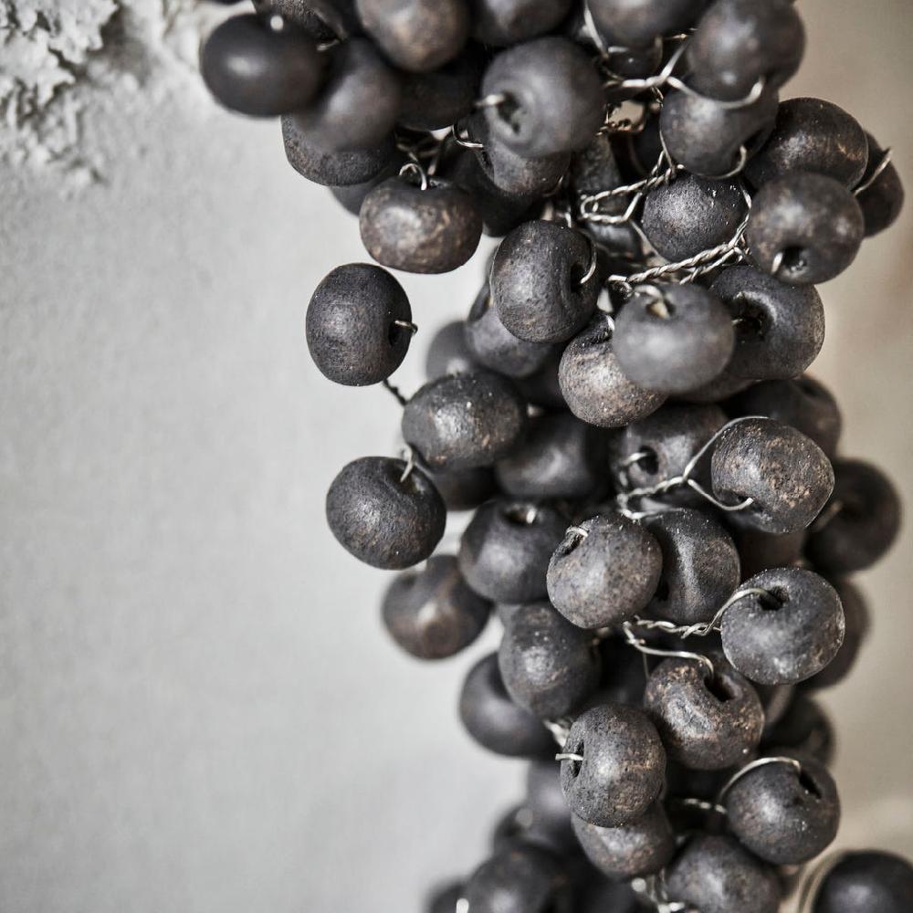 Greige Black Wooden Bead Wreath - Two Sizes