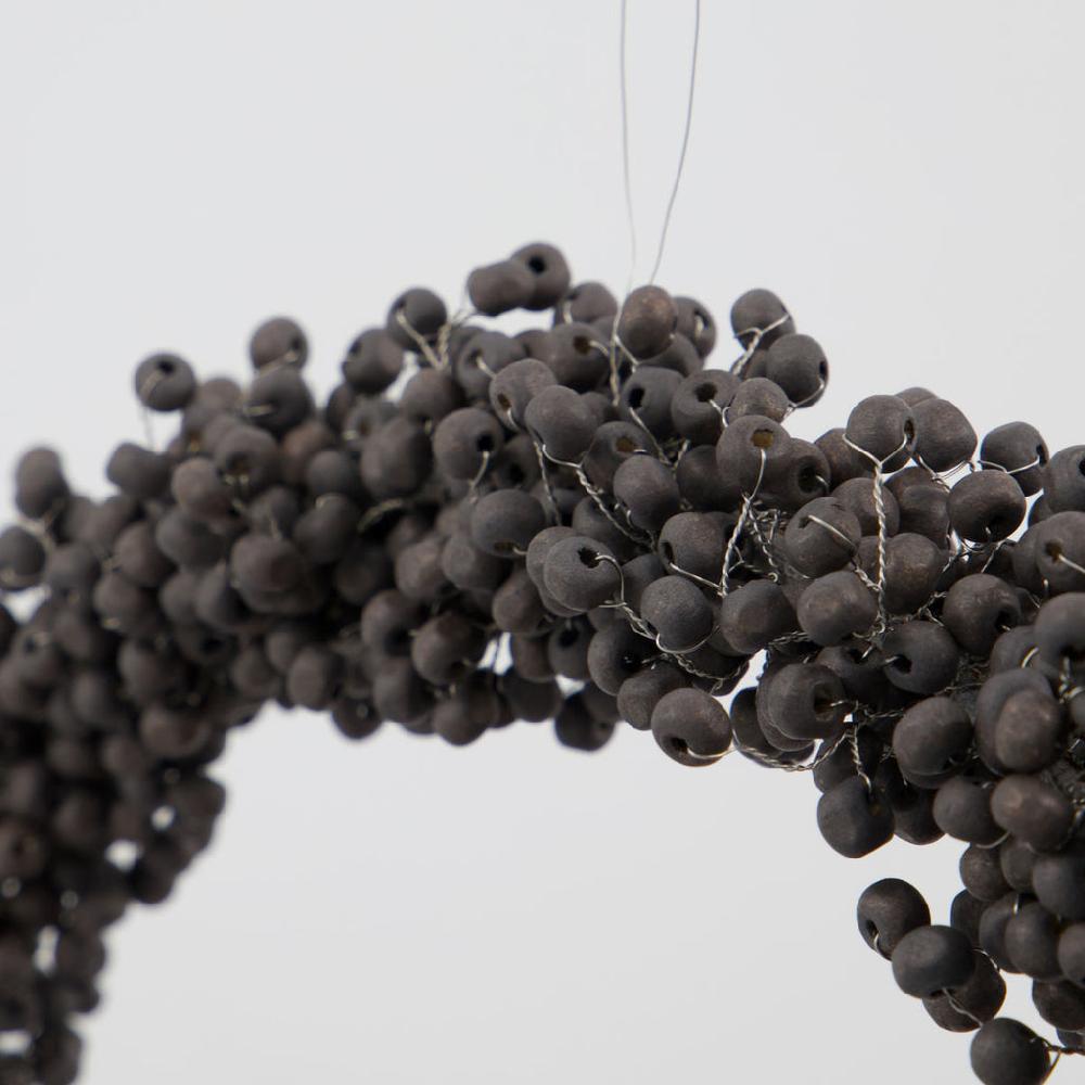 Greige Black Wooden Bead Wreath - Two Sizes