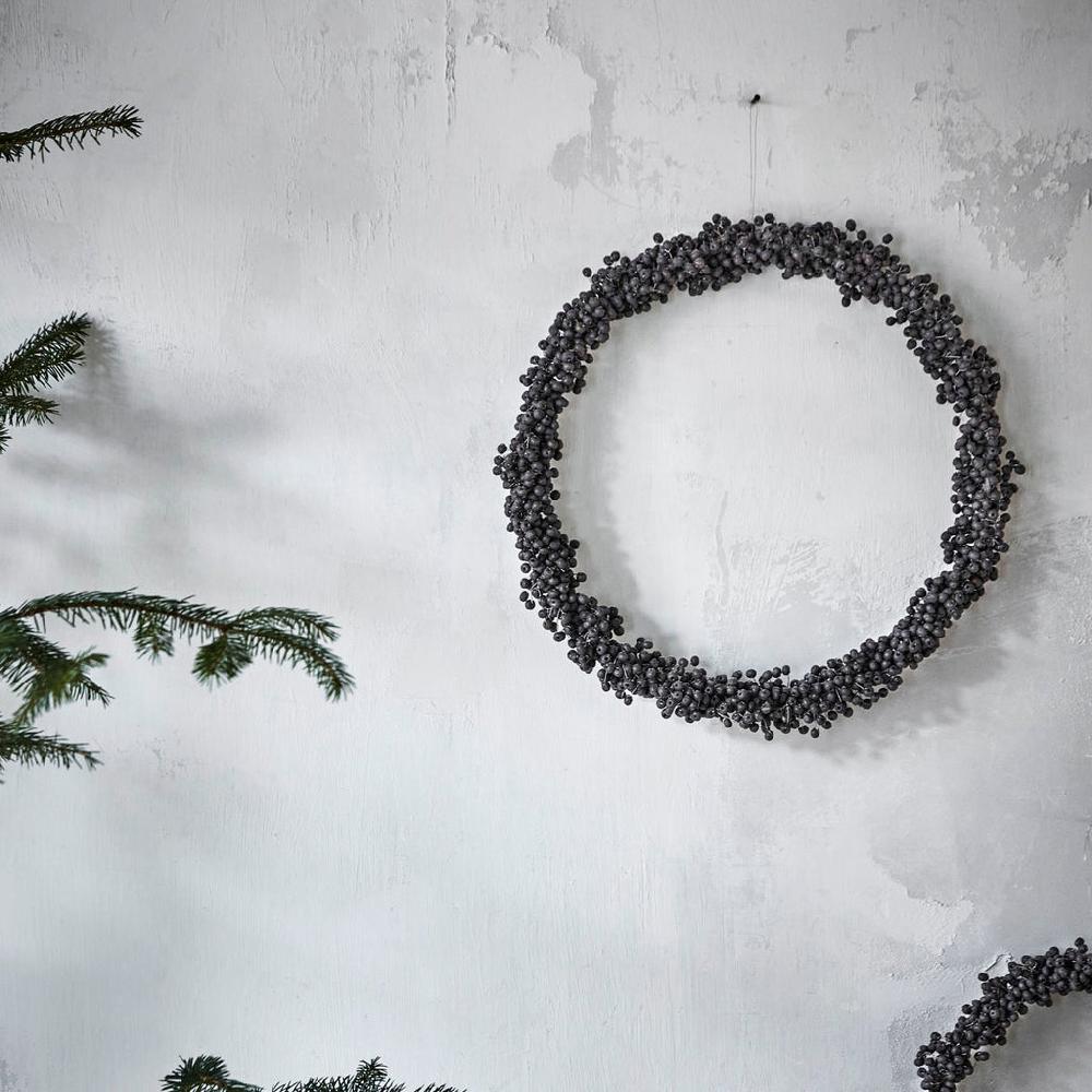 greige Black Wooden Bead Wreath - Two Sizes