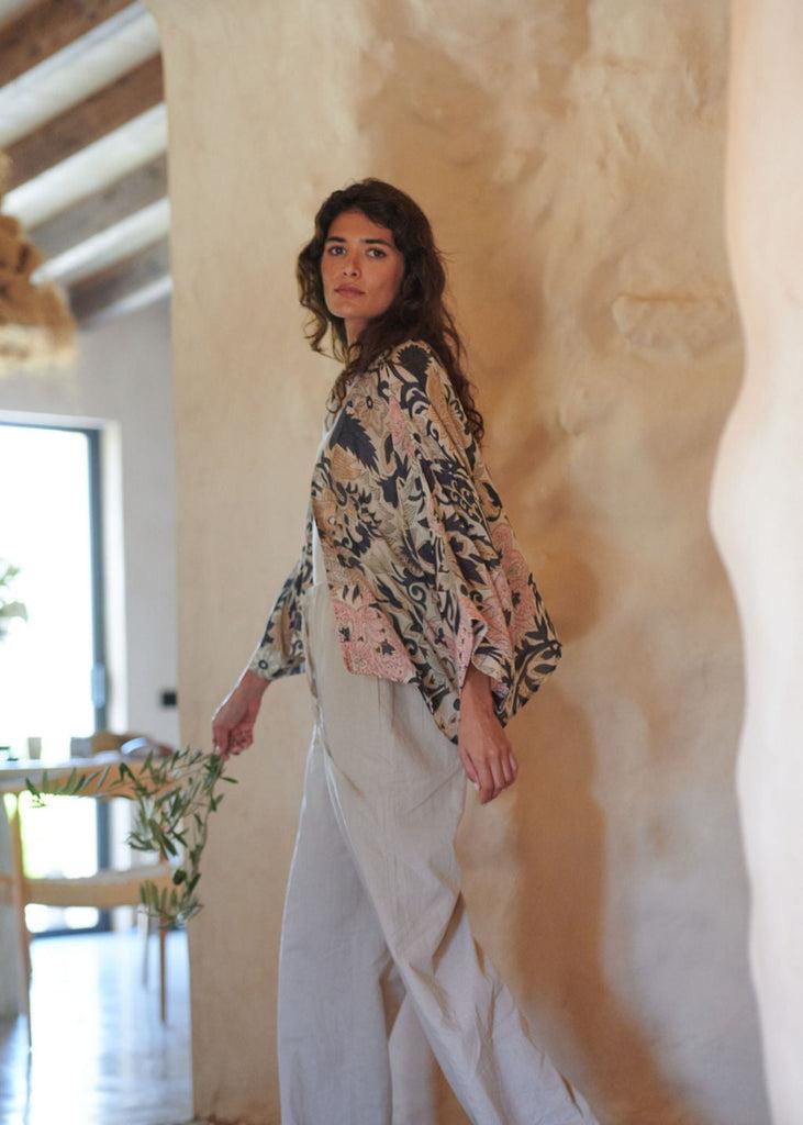Greige Block Taupe Kimono - One Hundred Stars