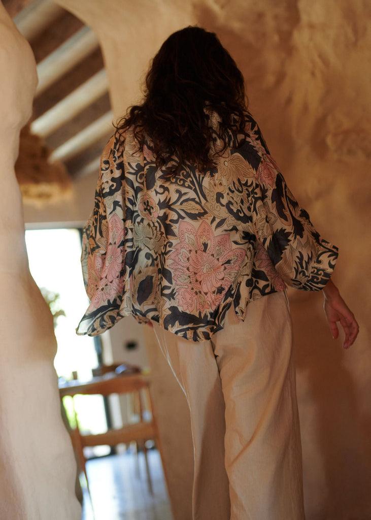 Greige Block Taupe Kimono - One Hundred Stars