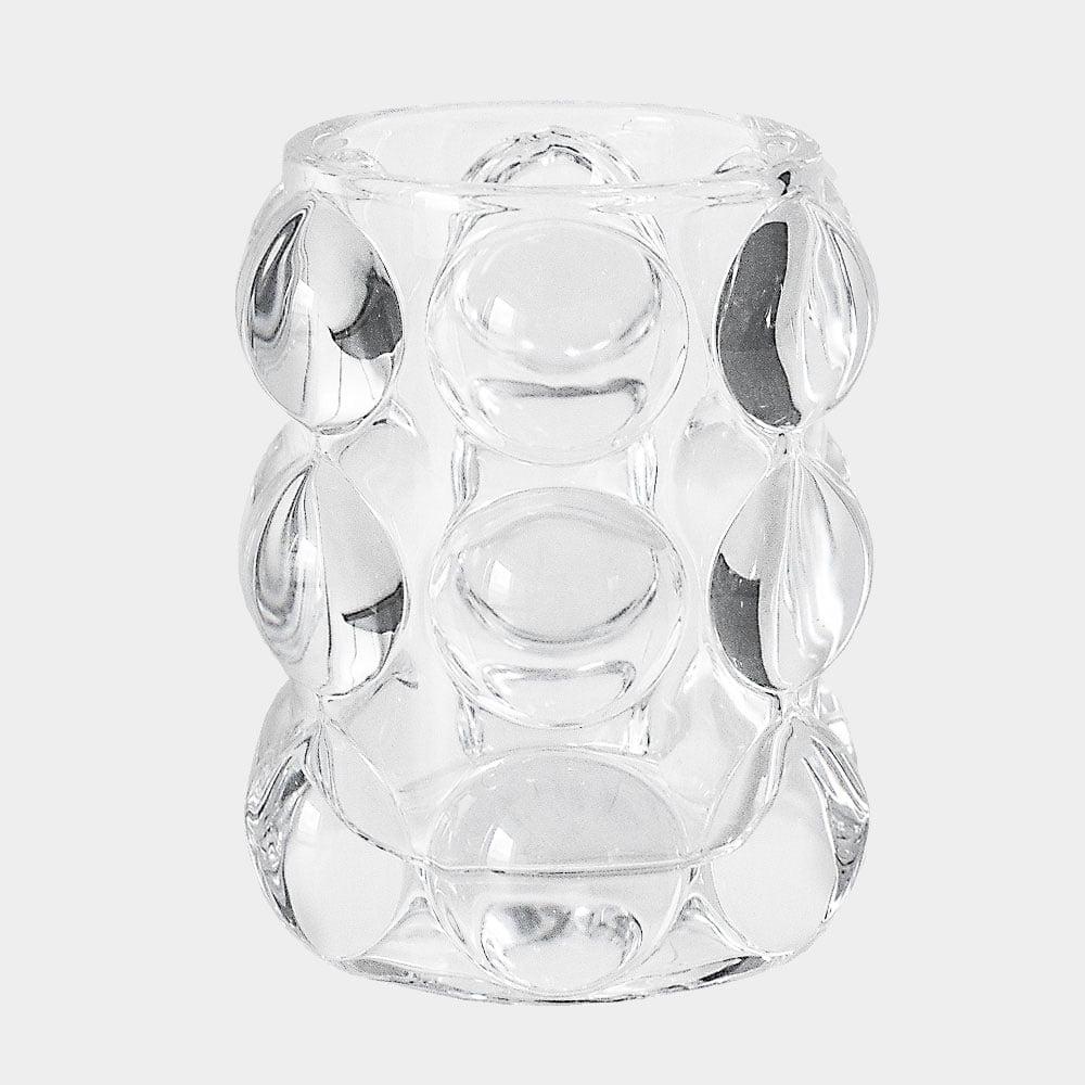 Greige Bobble Glass Tealight Holder - H 10cm