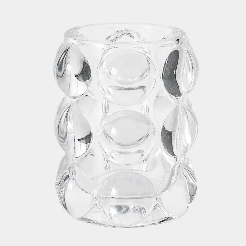 greige Bobble Glass Tealight Holder - H 10cm