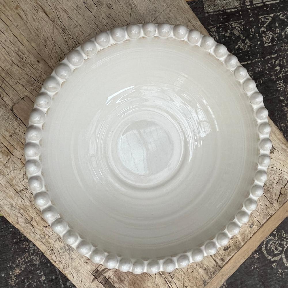 Greige Bobble Rim Serving Bowl - Large - Ivory