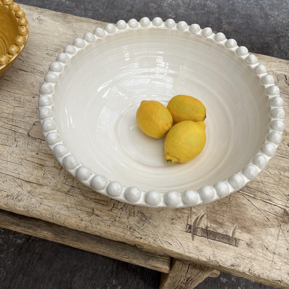 Greige Bobble Rim Serving Bowl - Large - Ivory