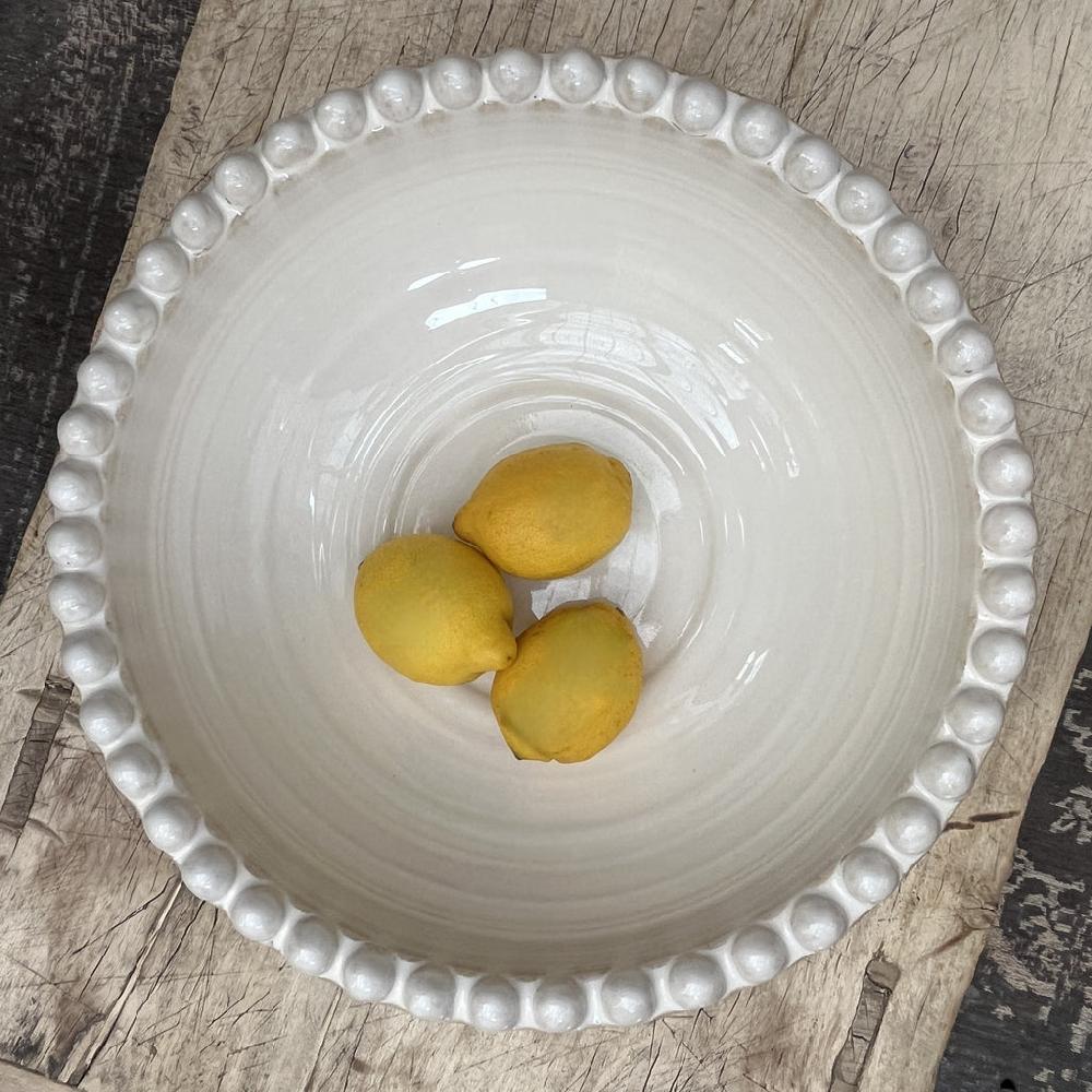 greige Bobble Rim Serving Bowl - Large - Ivory