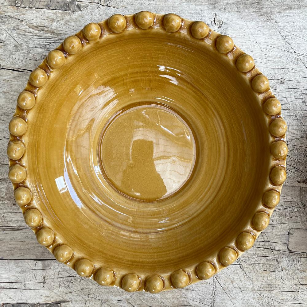 Greige Bobble Rim Serving Bowl - Large - Ochre