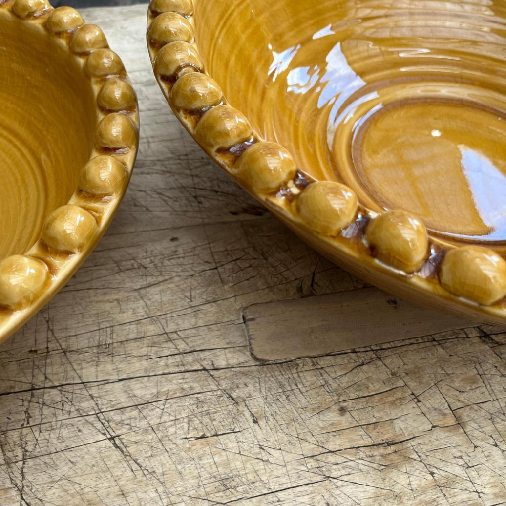 Greige Bobble Rim Serving Bowl - Large - Ochre