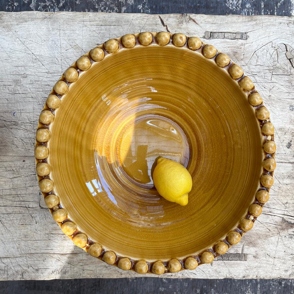 greige Bobble Rim Serving Bowl - Large - Ochre