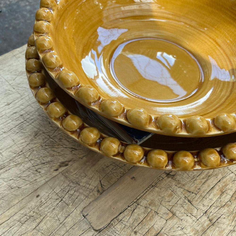 Greige Bobble Rim Serving Bowl - Ochre