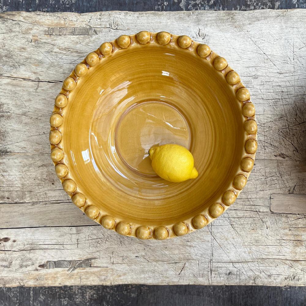 greige Bobble Rim Serving Bowl - Ochre