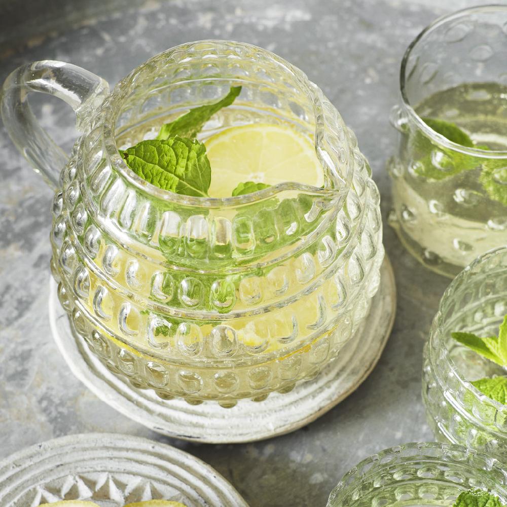 greige Bobbly Glass Jug