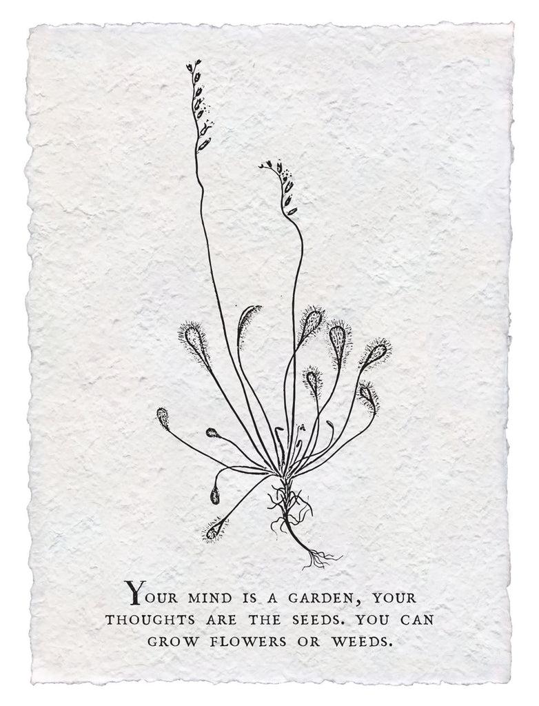 Greige Botanical Print On Hand Made Paper