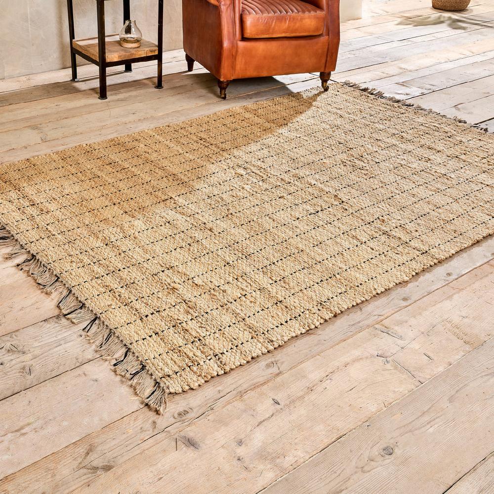 Greige Braided Hemp Rug - Natural & Black - Two Sizes