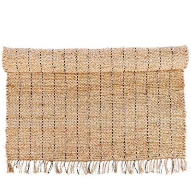 Greige Braided Hemp Rug - Natural & Black - Two Sizes