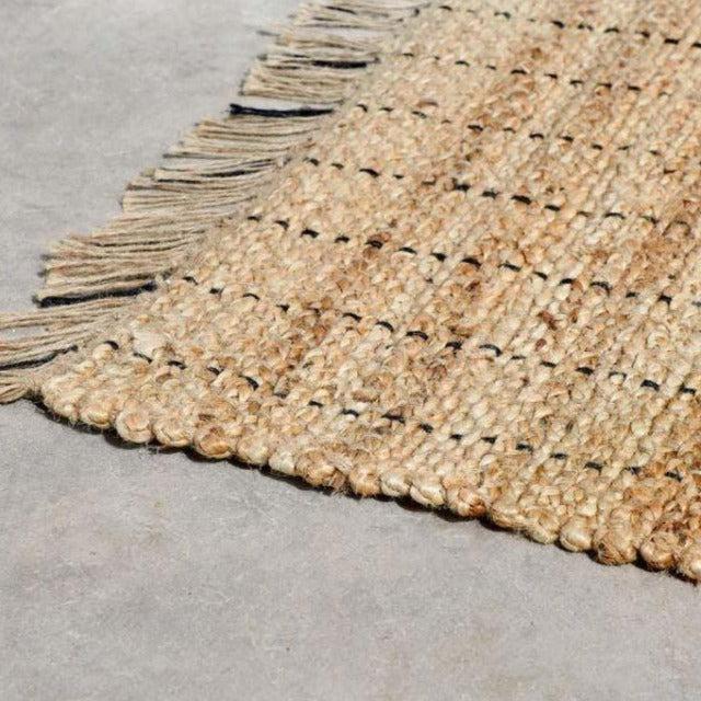 greige Braided Hemp Rug - Natural & Black - Two Sizes