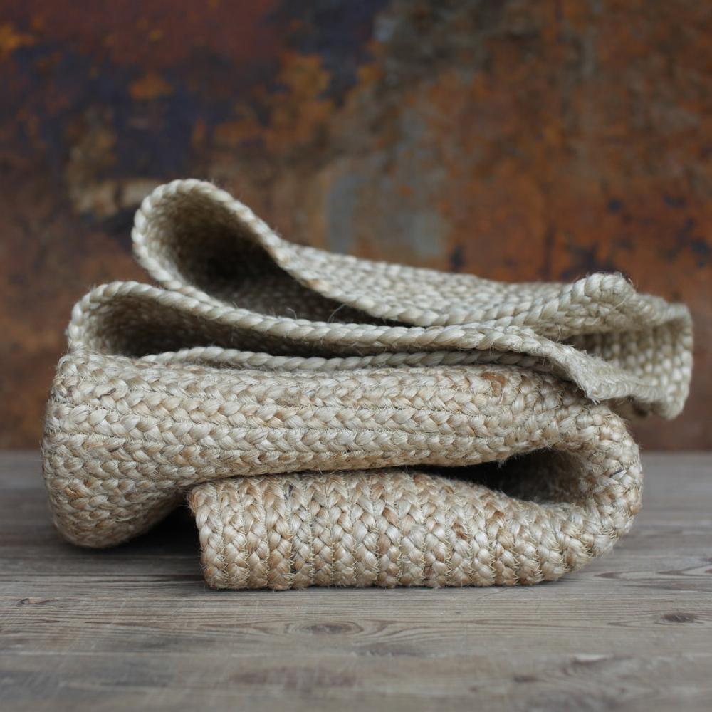 Greige Braided Hemp Rug - Natural - Three Sizes