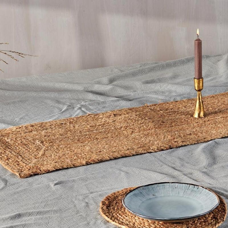 Greige Braided Hemp Table Runner