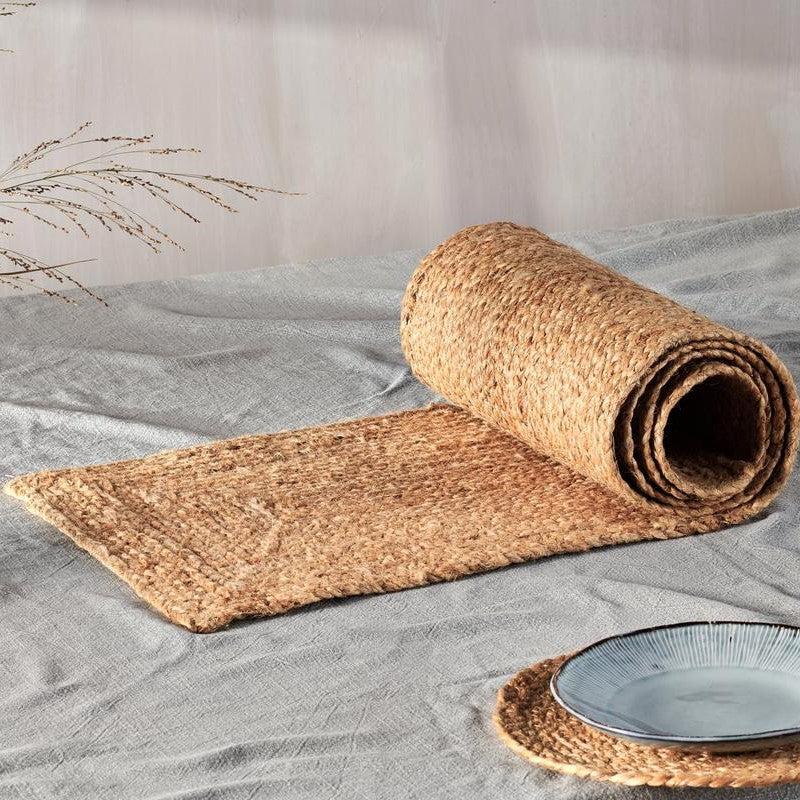 greige Braided Hemp Table Runner