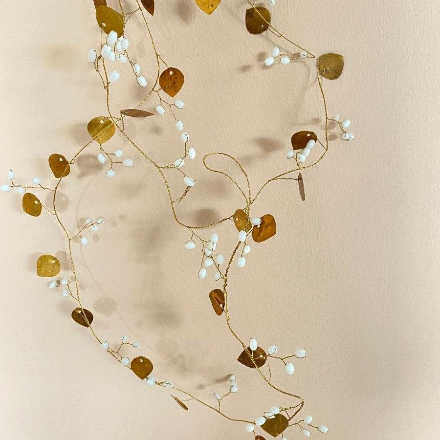 Greige Brass And White Berries Garland