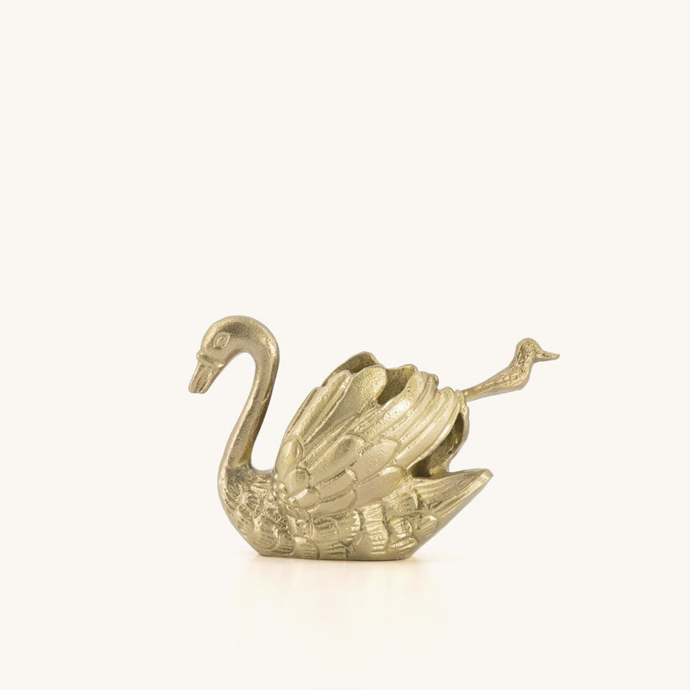 Greige Brass Swan Condiment Set