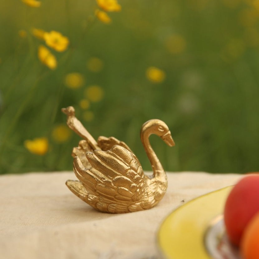 Greige Brass Swan Condiment Set