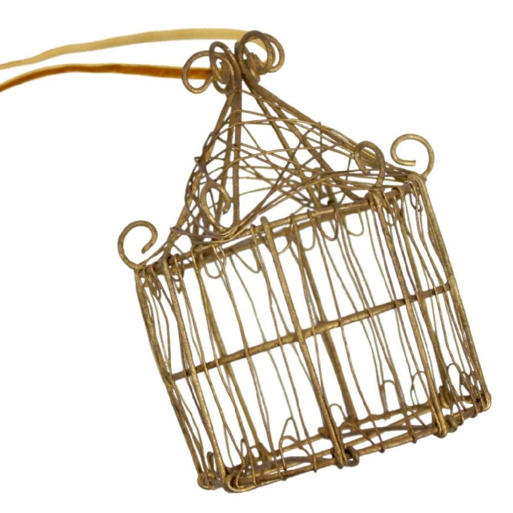 Greige Brass Wire Birdcage Hanging Decoration