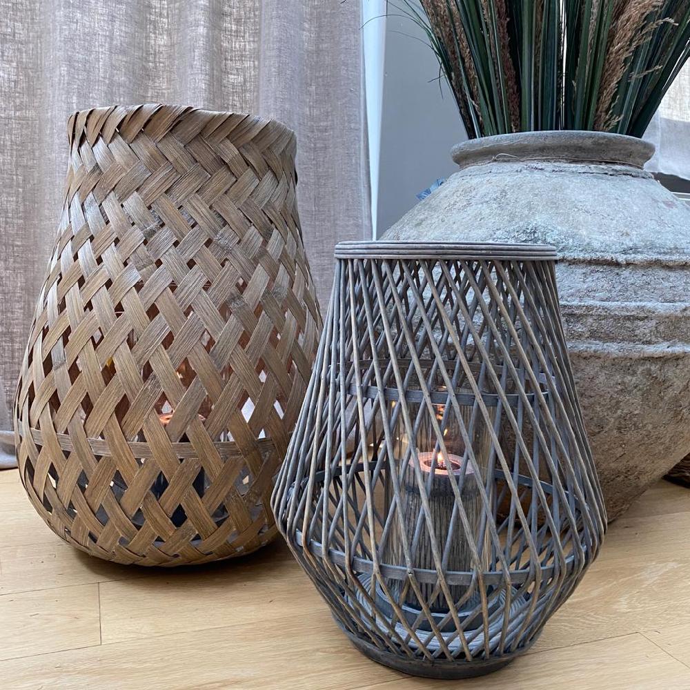 Greige Broste Bamboo Basky Lantern - Two Sizes