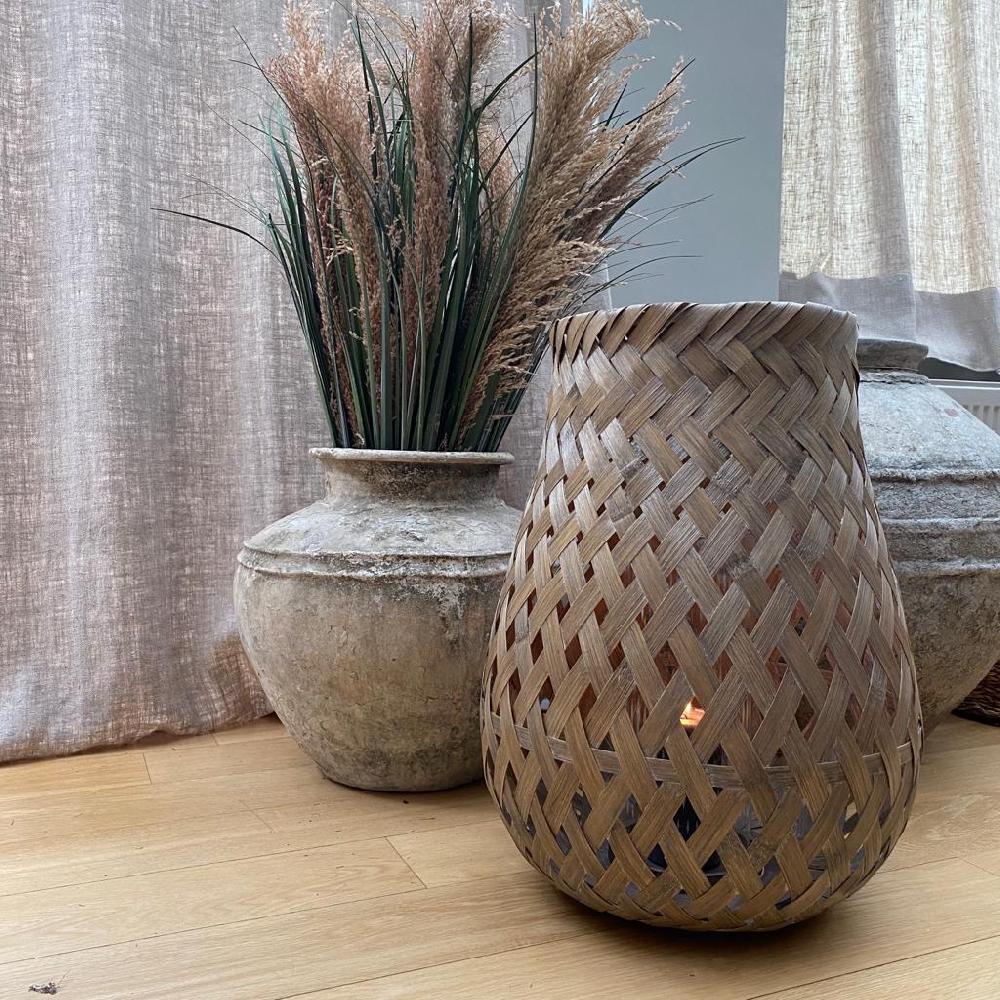 greige Broste Bamboo Basky Lantern - Two Sizes