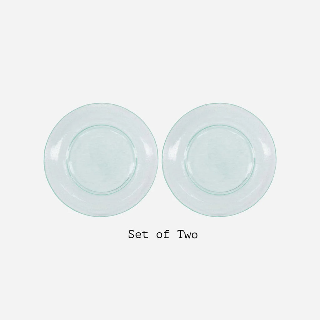 Greige Bubble Glass Plate - Large - Aqua Blue Or Green