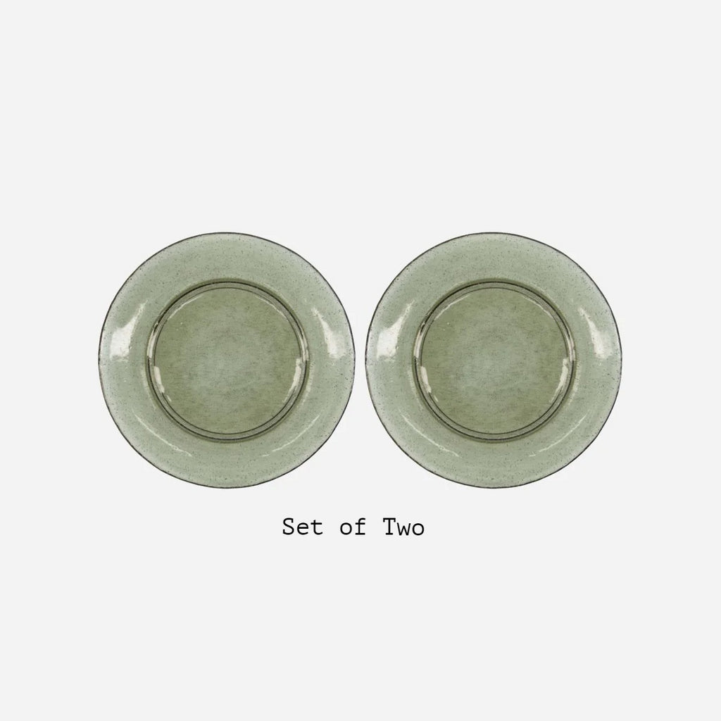 greige Bubble Glass Plate - Large - Aqua Blue or Green