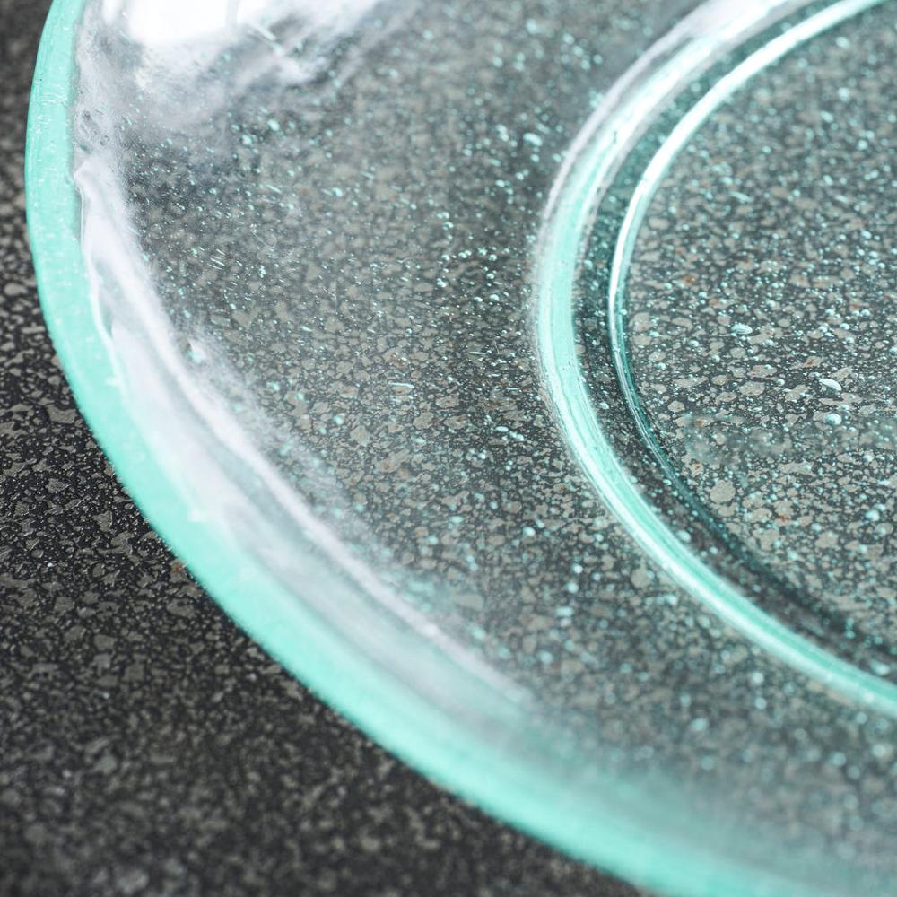 Greige Bubble Glass Plate - Small - Aqua Blue Or Green
