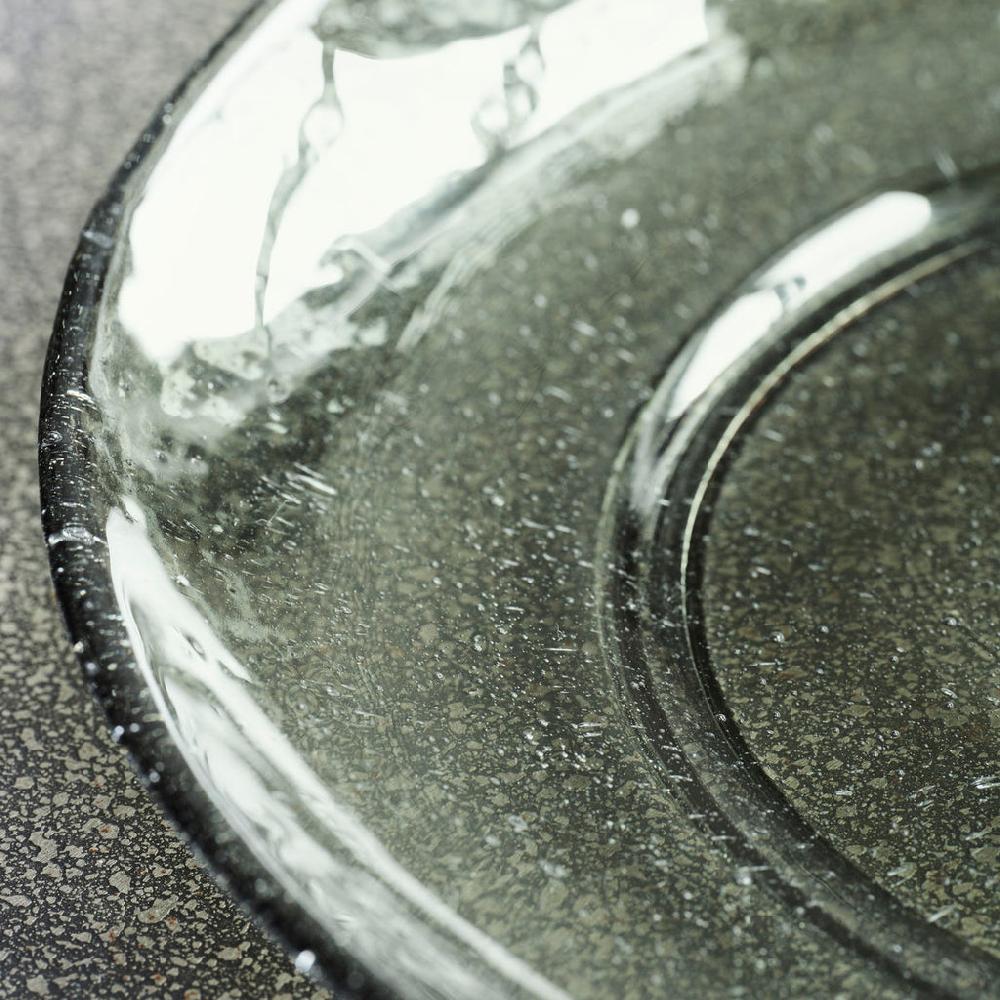 Greige Bubble Glass Plate - Small - Aqua Blue Or Green