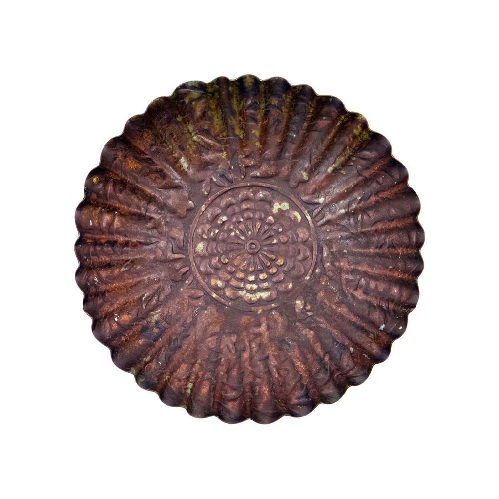 greige Burnt Red Iron Candle Tray - 14cm