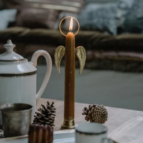 greige Candle Decoration - Angel - Boncoeurs