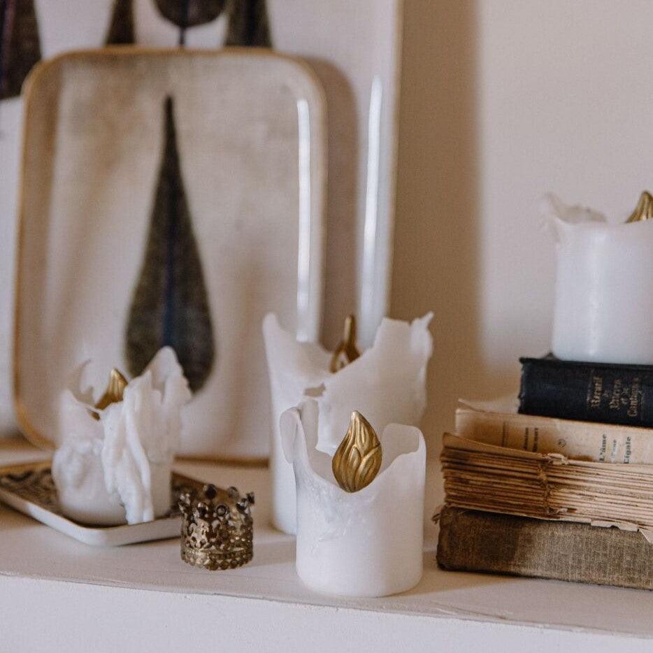 Greige Candle Decoration - Flames - Boncoeurs