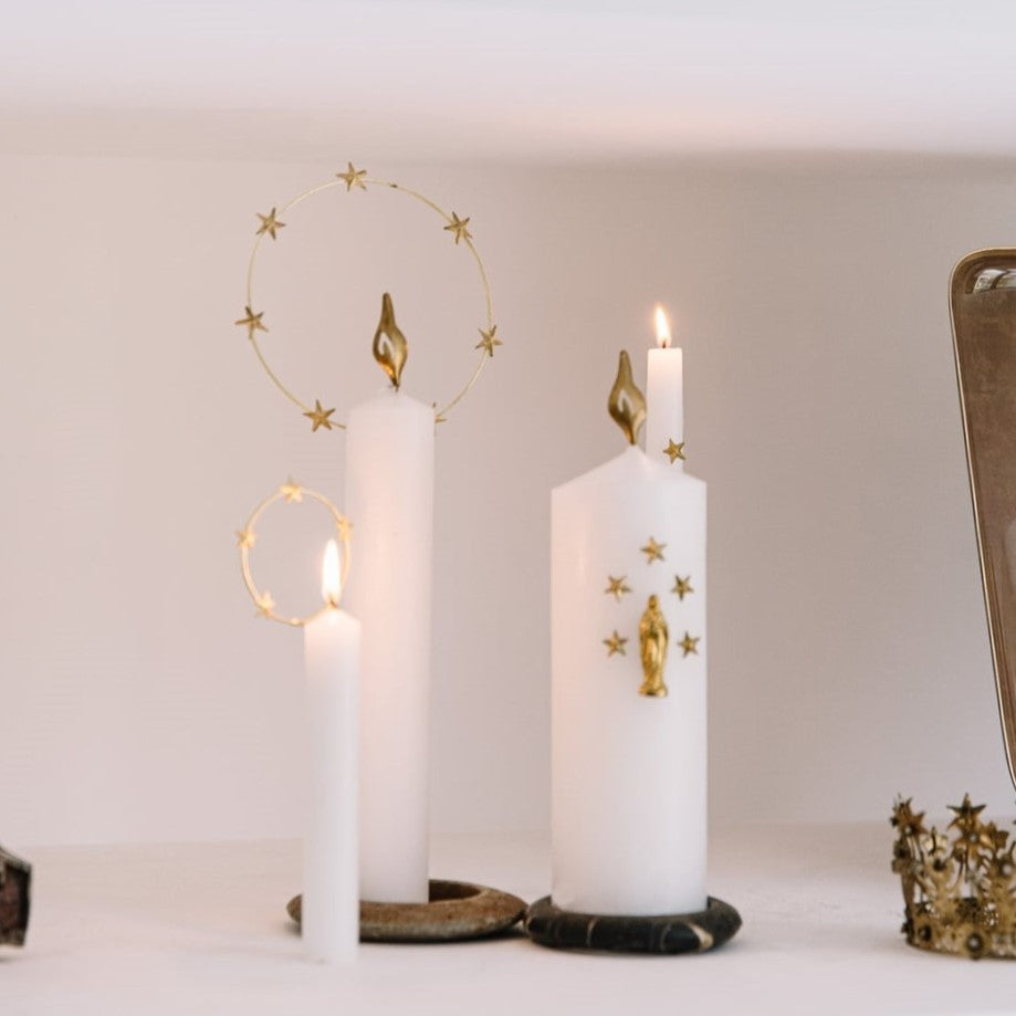 Greige Candle Decoration - Flames - Boncoeurs