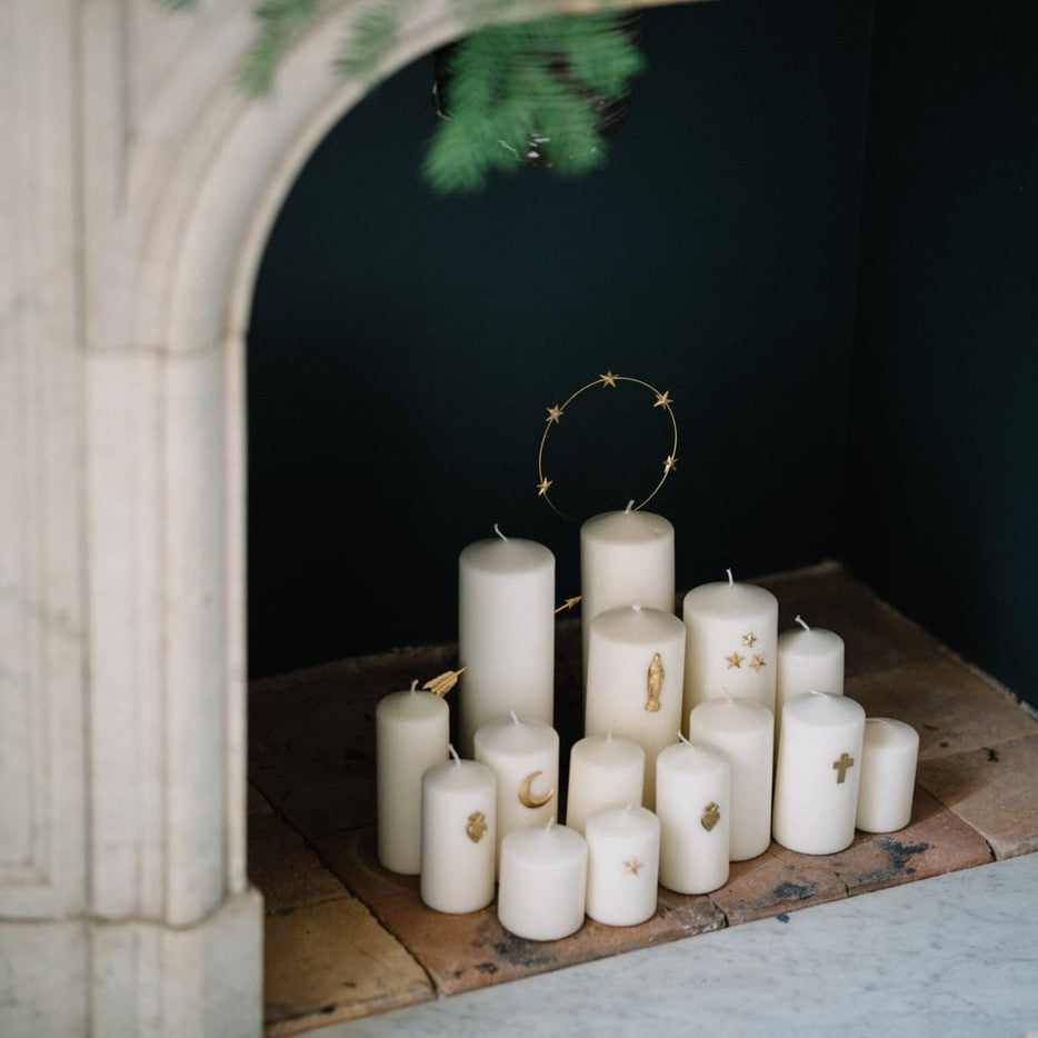 Greige Candle Decoration - Moon And Stars - Boncoeurs