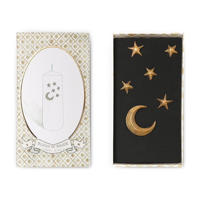 Greige Candle Decoration - Moon And Stars - Boncoeurs