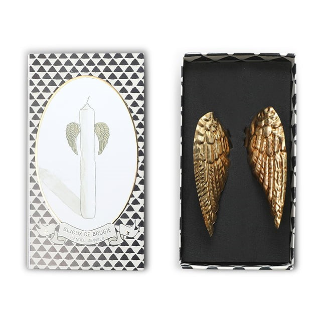 Greige Candle Decoration - Wings - Boncoeurs