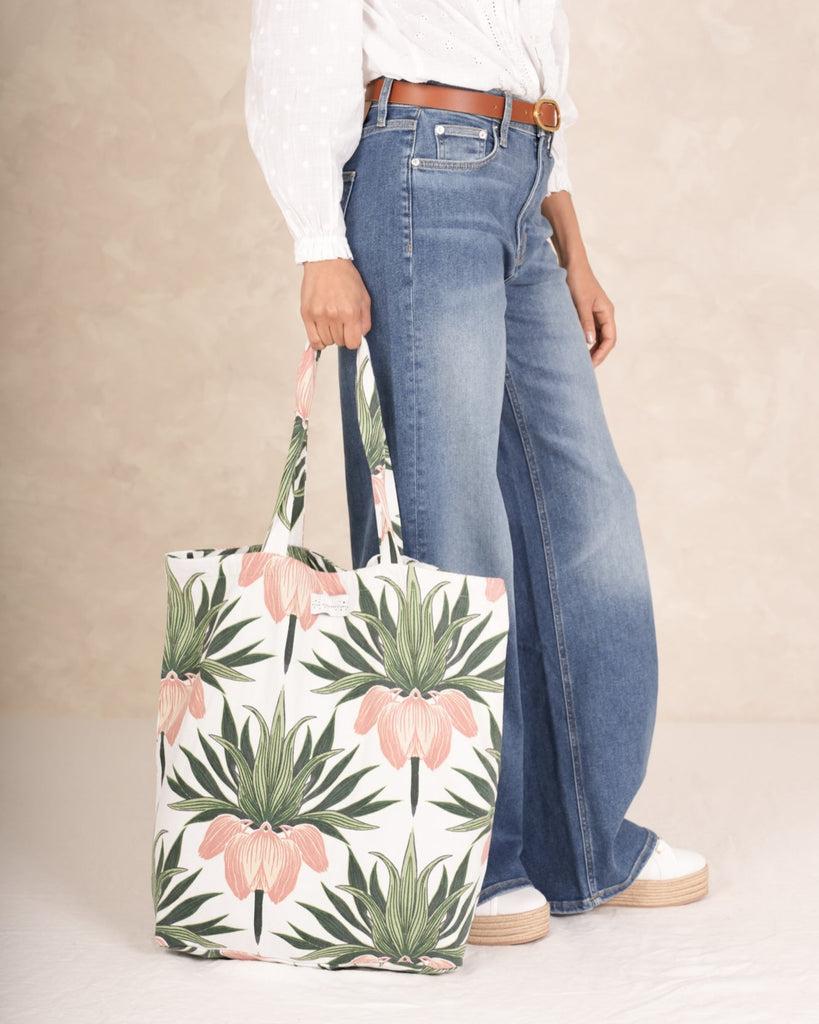 Greige Canvas Bag - Deco Bud Ivory - One Hundred Stars