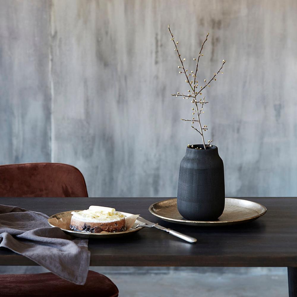 Greige Carve Antique Silver Finish Tray - 38cm