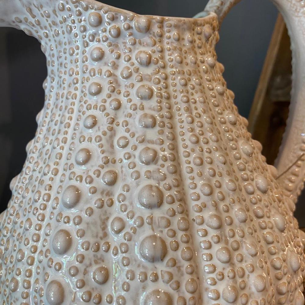 Greige Ceramic Urchin Pitcher - Cream