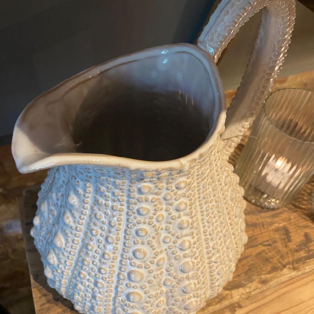 Greige Ceramic Urchin Pitcher - Cream