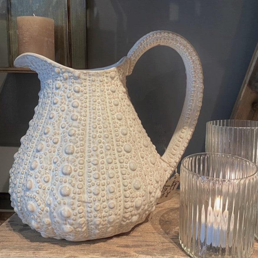 greige Ceramic Urchin Pitcher - Cream