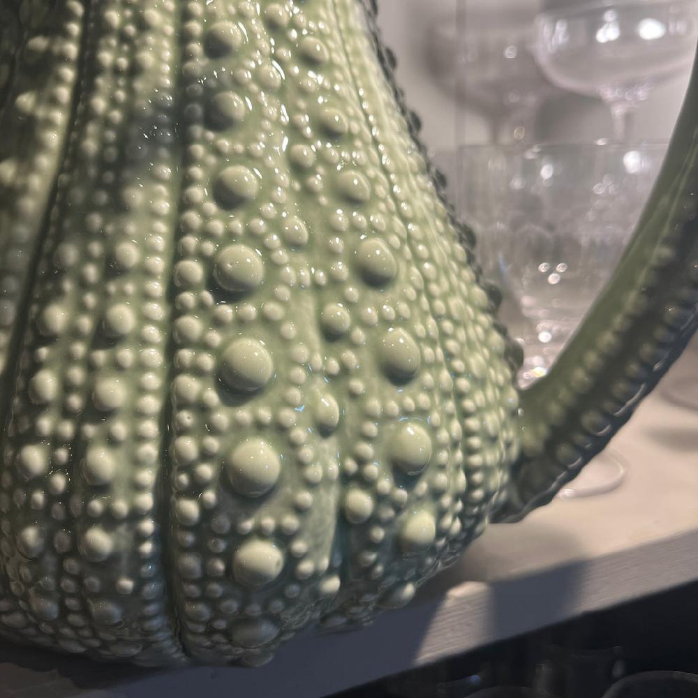 Greige Ceramic Urchin Pitcher - Green